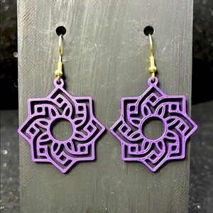 Purple and Gold Geometric Earrings